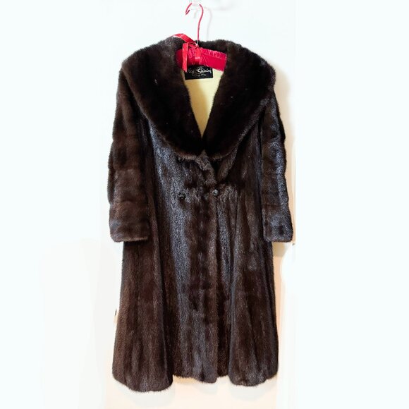 Oleg Cassini Mahagany Mink Coat - Picture 1 of 5
